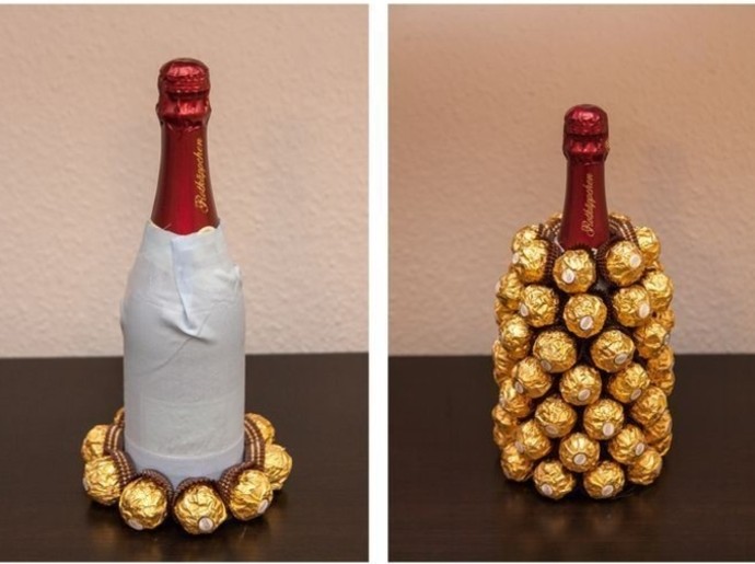 Подарок своими руками - ананас из шампанского и конфет (МК) - «Советы Хозяйке»