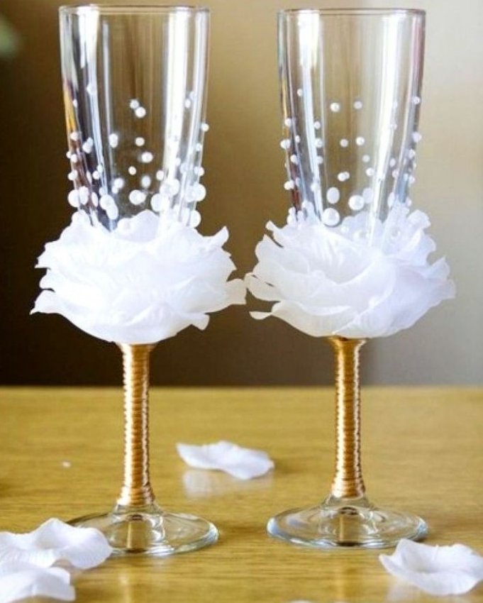 Свадебные бокалы «Белая роза» - «Поделки»
